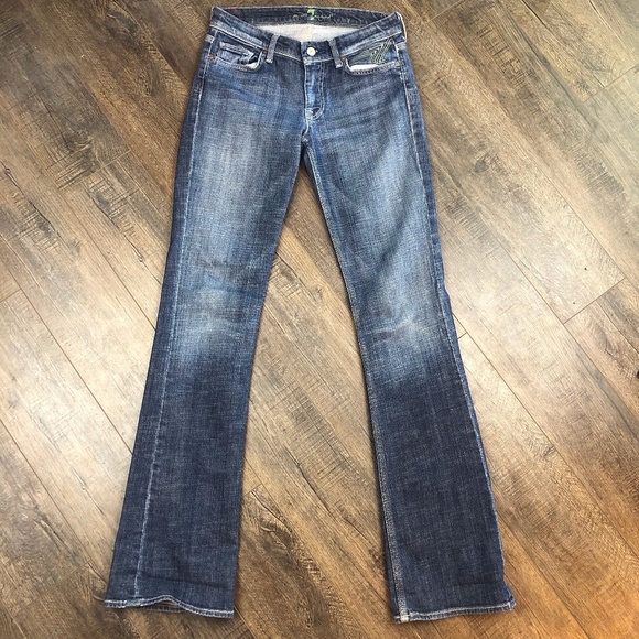 7 For All Mankind Flynt Flare Jeans Pants Denim 27 - Picture 1 of 8